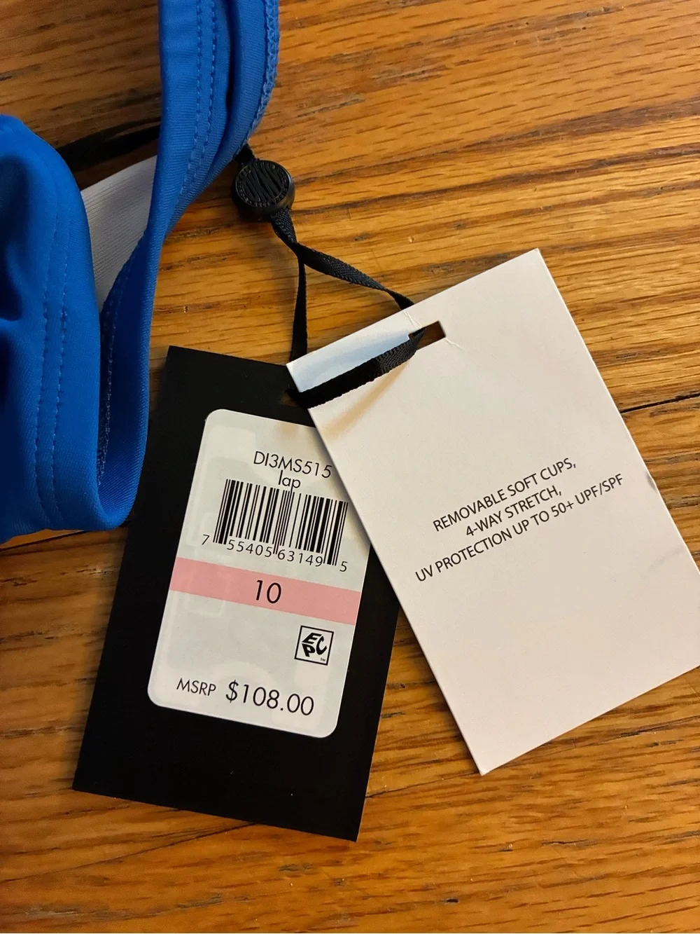 DKNY Royal Blue Twist Front One-Piece Swimsuit Size 10 , New With Tags. - Picture 4 of 4